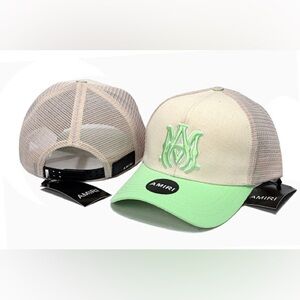 AMIRI Mint Green and Cream Trucker Hat